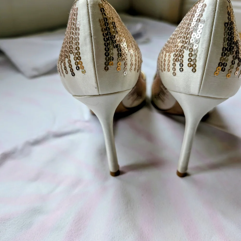 Jimmy Choo Sparkling Gold Sequin Heels - Picture 6 of 6